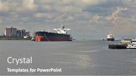  Presentation with tanker ship - Presentation theme enhanced with large-crude-oil-tanker-ship background and a gray colored foreground
