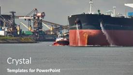  Presentation with tanker ship - Amazing PPT theme having large-crude-oil-tanker-ship backdrop and a gray colored foreground
