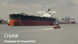  Presentation with tanker ship - Colorful PPT theme enhanced with large crude oil tanker ship backdrop and a gray colored foreground