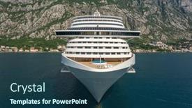  Presentation with leader ship - PPT theme enhanced with large-cruise-ship-front-bow background and a ocean colored foreground