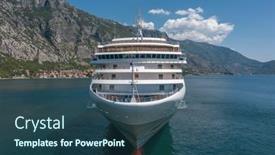  Presentation with cruise ship - Slide deck with large-cruise-ship-front-bow background and a ocean colored foreground