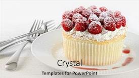  Presentation with cupcake - Slide deck with large cupcake with raspberries and cream background and a lemonade colored foreground