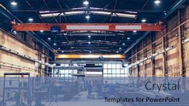  Presentation with factory workers - PPT layouts featuring large-factory-hall-blue-collar background and a ocean colored foreground