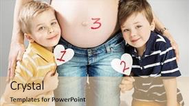  Presentation with pregnant mother - Audience pleasing presentation theme consisting of pregnant mother with two sons backdrop and a lemonade colored foreground