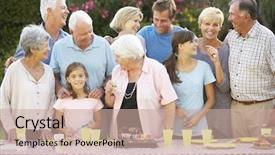  Presentation with happy birthday - Presentation design with large family group celebrating birthday background and a coral colored foreground