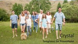  Presentation with family children - Audience pleasing slide deck consisting of large family outdoors mother father backdrop and a gold colored foreground