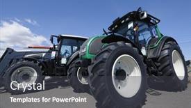  Presentation with farming - Audience pleasing presentation consisting of large-farming-tractors-latest-models backdrop and a dark gray colored foreground