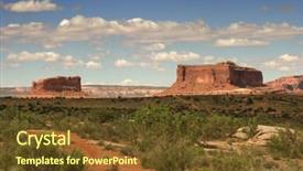  Presentation with moab - PPT layouts featuring large field in beautiful moab utah showing massive red rock coming up from the earth background and a tawny brown colored foreground