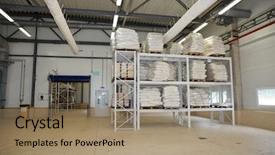  Presentation with steel - PPT theme enhanced with large food warehouse with steel background and a coral colored foreground