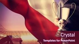  Presentation with golf player playing - Presentation theme featuring large football stadium under purple background and a violet colored foreground