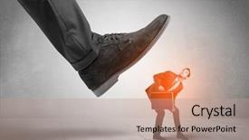  Presentation with stepping - Colorful slides enhanced with large formal shoe stepping down backdrop and a  colored foreground