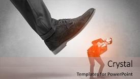  Presentation with stepping - PPT theme with large formal shoe stepping down background and a coral colored foreground