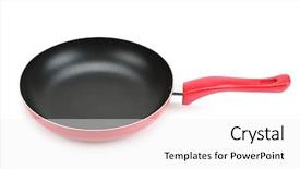  Presentation with frying - Cool new presentation theme with large frying pan isolated backdrop and a white colored foreground