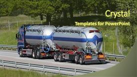  Presentation with fuel tanker truck - Theme with large fuel truck fuel tanker background and a  colored foreground
