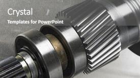  Presentation with gear wheels - PPT theme consisting of large gear-axle with round background and a gray colored foreground