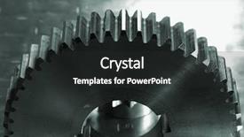  Presentation with titanium - Cool new theme with large gear pinion against the light-shot with titanium background backdrop and a dark gray colored foreground