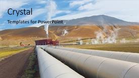  Presentation with geothermal energy - Colorful presentation theme enhanced with large geothermal plant pumping heat backdrop and a light blue colored foreground
