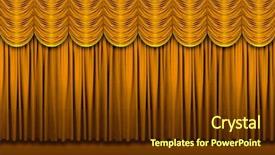  Presentation with gold border - Amazing PPT layouts having large golden stage curtains backdrop and a tawny brown colored foreground