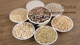  Presentation with food white - PPT theme featuring large-grain-food-selection background and a coral colored foreground