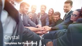  Presentation with people - Presentation design featuring large-group-of-business-people background and a dark gray colored foreground