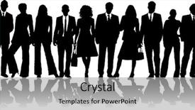  Presentation with business people silhouette - Cool new PPT theme with large group of business people backdrop and a light gray colored foreground