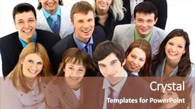  Presentation with target - Beautiful PPT theme featuring large group of business people backdrop and a red colored foreground