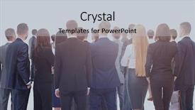  Presentation with cartoon black white people - Presentation theme consisting of large group of business people background and a light gray colored foreground