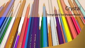  Presentation with stand up comedy 3d rendering - PPT theme featuring large group of colored pencils background and a yellow colored foreground