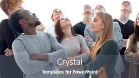  Presentation with diverse people - Audience pleasing theme consisting of large-group-of-diverse-young backdrop and a gray colored foreground