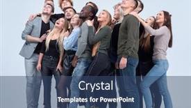  Presentation with diverse people - Beautiful PPT layouts featuring large-group-of-diverse-young backdrop and a ocean colored foreground