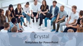  Presentation with diverse people - Presentation design enhanced with large-group-of-diverse-young background and a light blue colored foreground