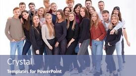  Presentation with diverse people - PPT theme having large-group-of-diverse-young background and a ocean colored foreground