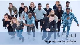  Presentation with diverse people - Amazing slides having large-group-of-diverse-young backdrop and a light blue colored foreground