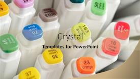  Presentation with group - PPT theme having large-group-of-felt-tip background and a soft green colored foreground