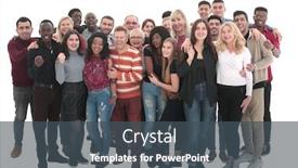  Presentation with diverse people - Presentation theme with large-group-of-fun-diverse background and a ocean colored foreground