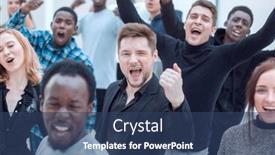  Presentation with diverse people - Presentation featuring large-group-of-jubilant-diverse background and a ocean colored foreground