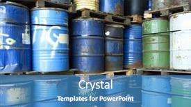  Presentation with drum - PPT layouts consisting of large group of oil drums background and a teal colored foreground