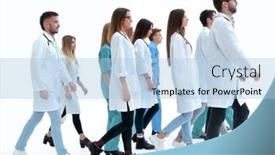  Presentation with forward - Presentation theme consisting of large-group-of-paramedics-striding background and a light blue colored foreground