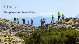  Presentation with expedition - PPT theme consisting of large-group-of-people background and a sky blue colored foreground