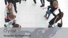  Presentation with shape - Presentation design with large-group-of-people background and a light gray colored foreground