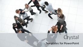  Presentation with shape - Presentation design consisting of large-group-of-people background and a light gray colored foreground