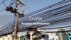  Presentation with power lines - PPT theme enhanced with large-group-of-power-lines background and a ocean colored foreground