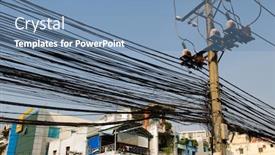 Presentation with power lines - PPT theme having large-group-of-power-lines background and a teal colored foreground