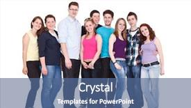  Presentation with together - Beautiful slide deck featuring large group of smiling friends backdrop and a ocean colored foreground