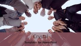  Presentation with circle - Cool new slide deck with large-group-of-young-people backdrop and a violet colored foreground