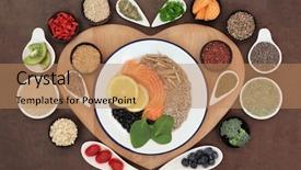  Presentation with heart health - Presentation theme having large health food selection background and a coral colored foreground