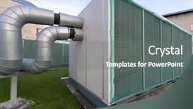  Presentation with refrigeration system - PPT layouts having large industrial cooling system background and a gray colored foreground