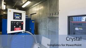 Presentation with diesel - PPT layouts with industrial diesel generator for backup background and a teal colored foreground