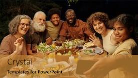  Presentation with intercultural - Presentation design featuring large-intercultural-family-looking and a  colored foreground