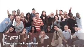  Presentation with international - Presentation enhanced with large-international-group-of-happy background and a violet colored foreground